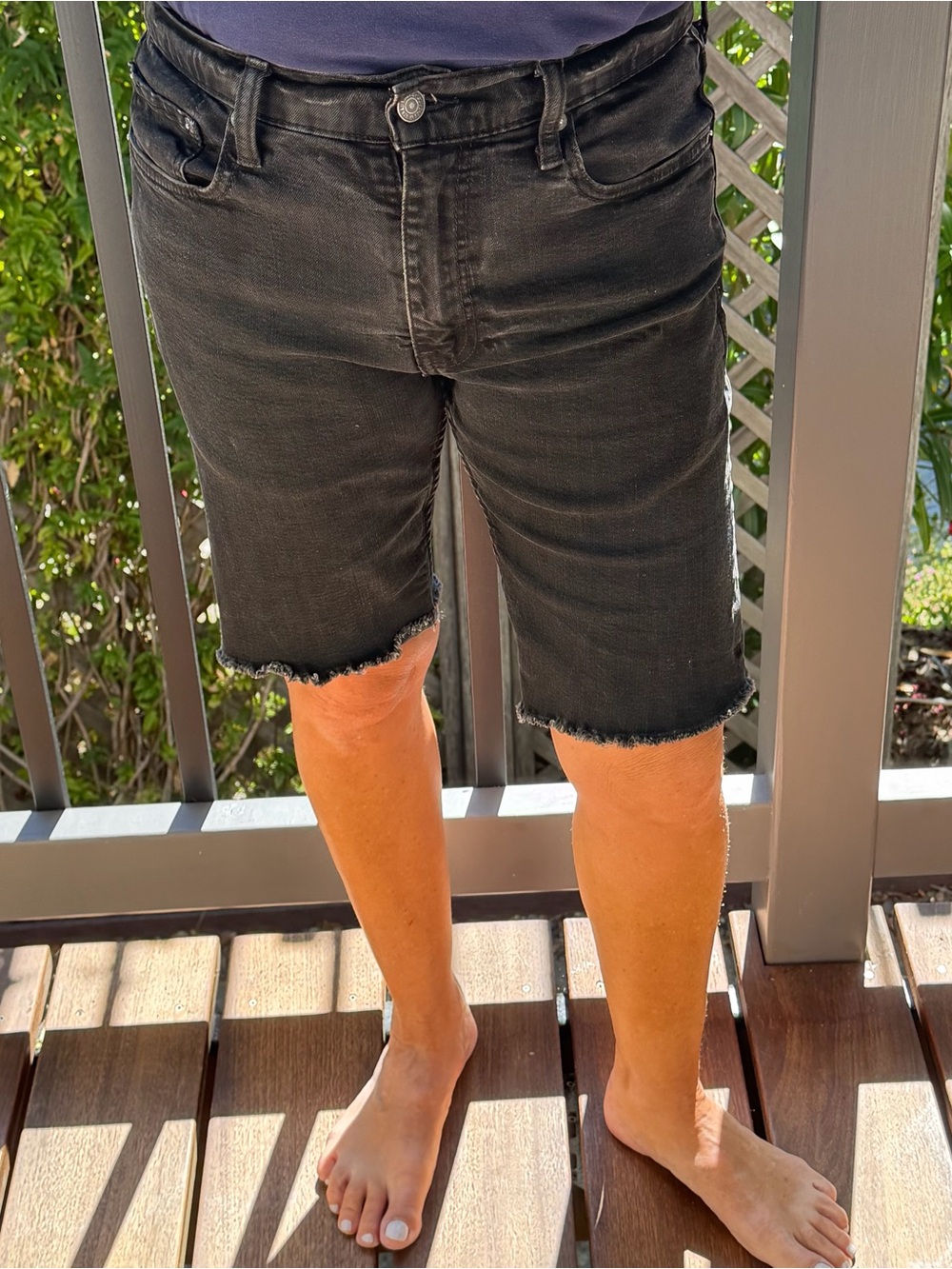 Levi's Black Frayed Hem Denim Jean Shorts